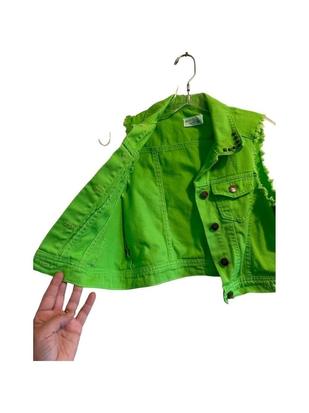 Dream Out Loud Distressed Vest Girl’s Medium Lime Green 100% Cotton Casual Vest - Picture 2 of 16